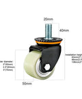 Beefy Heavy Duty M Threaded Stem Swivel Caster Wheels With Brakes Quiet PU Wheels, size specifications and dimensions shown.