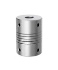 Heavy Duty Aluminum Elastic Shaft Coupler Connector for Motor Drive Systems with 6 To 10mm bore, thimble design, showcasing flexibility.