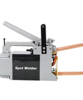 Portable Spot Welder Gun For Iron Up To One Eighth Inch 110V with copper tips, side view showing handle and welding arm