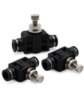Triple Pack 10 Millimeter Tube OD Air Flow Control Valves For Pneumatic Systems And Machinery PSA-010 Straight Union Push To Connect