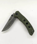 Damascus Folding Knife With Super Sharp 3.26 Inch Blade And Tough G10 Handle Liner Lock EDC green knife extended view
