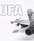 Box of F-161 SUFA 1/32 Scale Model Kit, featuring dual-seat fuselage and detailed parts, 3/4 rear view of the model aircraft.