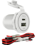 Tough As Nails Waterproof Type C Usb Car Charger Socket With Rubber Cap For 12V And 24V Rides showing USB ports and wiring.