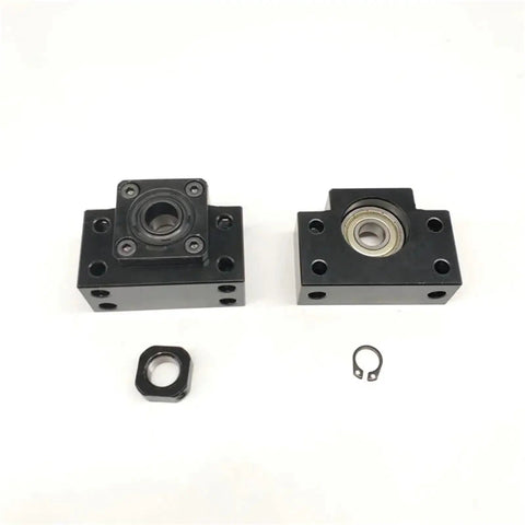 Grab This Awesome 2set Ballscrew End Support Kit Featuring BK12 And BF12 Bearings Perfect For SFU1605 And SFU1604 Leadscrews, showing black metal bearing units.