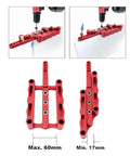 Self Centering Doweling Jig For Woodworking Drill Guide With 1/4 Inch, 5/16 Inch, And 3/8 Inch Positioner Locators, Edge Drilling