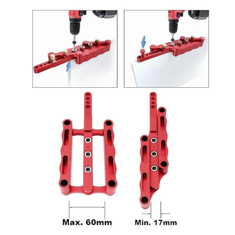 Self Centering Doweling Jig For Woodworking Drill Guide With 1/4 Inch, 5/16 Inch, And 3/8 Inch Positioner Locators, Edge Drilling
