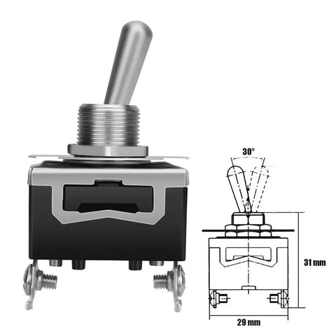 Heavy Duty Waterproof Toggle Switch Pack Six SPST SPDT Marine Rocker On Off 2 Pin Momentary 15A 250V diagram view