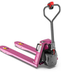 Heavy Duty Full Electric Pallet Jack With Lithium Battery Motors Lift Truck 4400 Lbs Capacity for warehouse handling in pink.