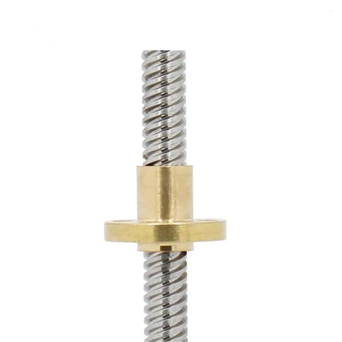 Heavy Duty Lead Screw Set for 3D Printers and CNC Machines, Stainless Steel Rod with Brass Nut, T12 Style, close-up view