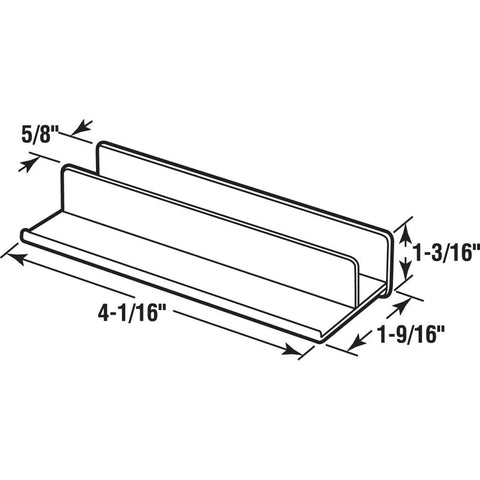 Diagram of M 6221 Sliding Shower Door Bottom Guide For Tub Enclosures, Five Eighths Inch Channel, with dimensions shown.