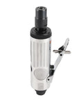 Heavy Duty Pneumatic Die Grinder With Lightweight Air Powered Build For Quick Cut And Detail Work In Tight Fits Featuring High RPM Spin And Rock Solid Quarter Inch Collet Grip Smooth Handle Layout For All Day Grind, side view of the tool.