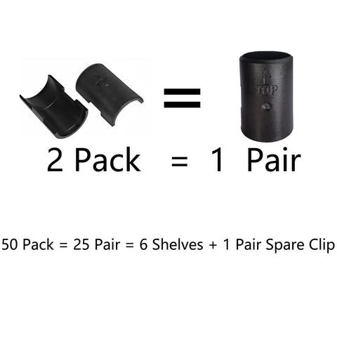 50 Pack Wire Shelf Clips And Sleeves For 1 Inch Posts Replacement Set 25 Pairs Shelf Lock Clips packaging components