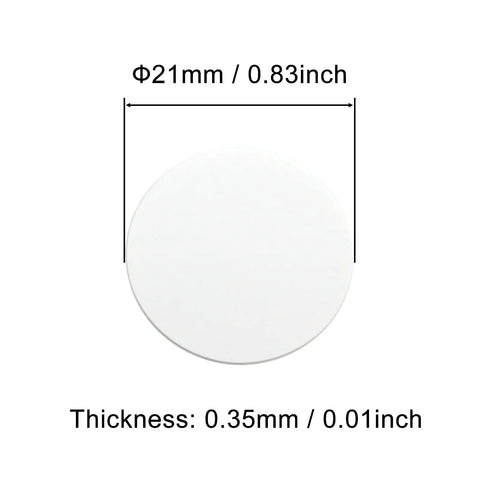 Self Adhesive Screw Hole Covers 21mm PVC Dustproof Caps For Wooden Furniture And Cabinets White 2 Sheets 108 Pcs Easy Peel And Stick Durable High Strength Adhesive No Mess Quick Diy Fix, 21mm diameter, 0.35mm thickness
