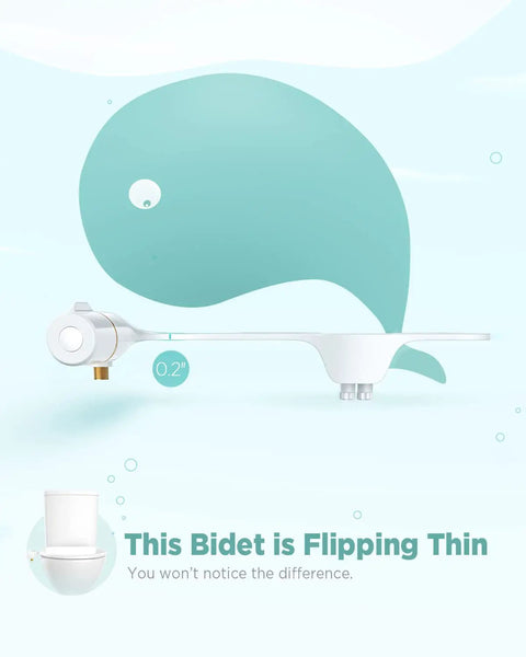 Ultra Slim Bidet Attachment For Toilet With Dual Nozzles For Feminine And Posterior Wash No Electric Sprayer Adjustable Water