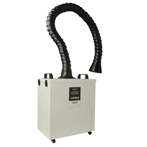 Super Efficient 350 Watt Fume Extractor And Air Purifier With Four Stage Filtration System, compact design with flexible hose for print shops.