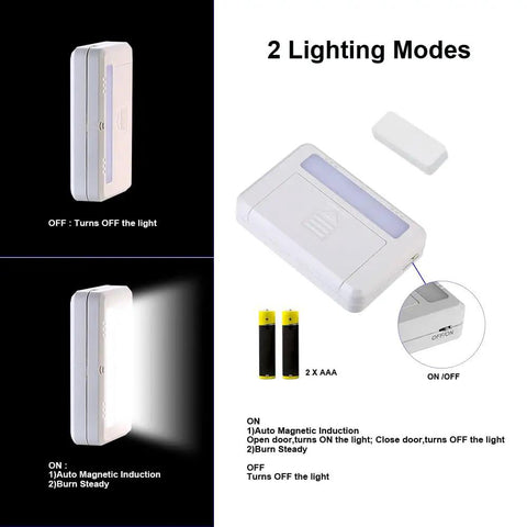 Door Activated LED Puck Lights 4 Pack Cordless Battery Operated Cabinet Drawer Closet Lighting With Automatic On Off Sensor