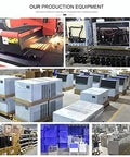 Image of production equipment including commercial ice machines and assembly tools for manufacturing.