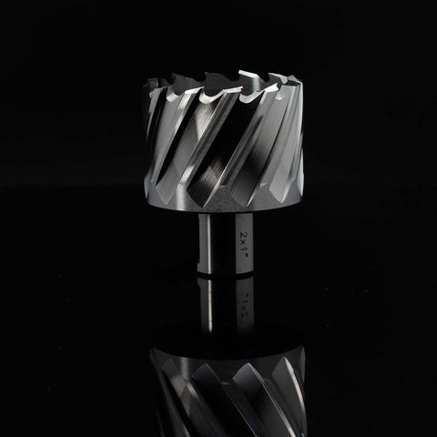 Oscarbide annular cutter close-up, 2-inch dia, 1-inch depth, 3/4-inch Weldon shank, magnetic drill press bit, 1 piece