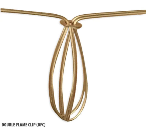 Double flame clip for Gather Pleated Drum Chandelier Shade Beige Tone With 5 Inch Top Diameter, 6 Inch Bottom Diameter, 4.5 Inch Slant Height, 6 Pack For Chandeliers And Sconces, Classic Warm Lighting Accessory.