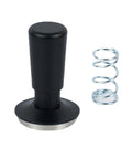 Top Shelf Espresso Distribution Needle Set And 51 Mm Tamper With Dosing Funnel Shower Screen Brush Barista Gear For Home Brew Precision Grounds Mixer For Smooth Shots with black tamper and metal spring.