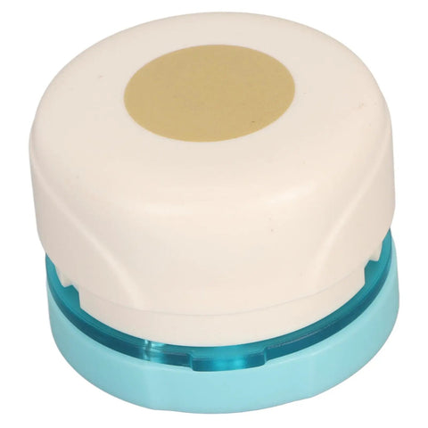 Turquoise magnetic craft hole punch with precise positioning guide, metal paper punch for round card edges.