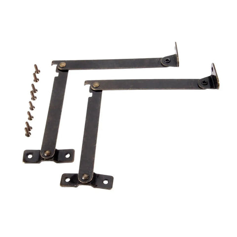 Antique Style Cabinet Hinges Set, 2 Pieces Shutter Hardware For Jewelry Boxes And Wood Chests, 108x11mm, Rustic Finish