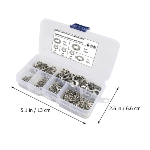 350 Pieces Stainless Steel Lock Washer Kit For Screws Bolts And Automotive And Household Repairs With Assorted Gasket Washers in box