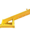 Beat Down Tough 11000 Lb Forklift Jib Boom Crane Telescopic Lifting Hoist Attachment showing yellow frame and red hook.