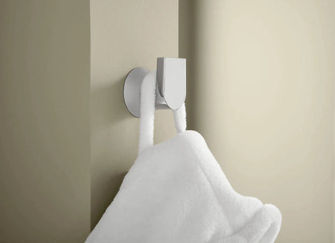 Genta LX Modern Single Robe Hook And Towel Hanger In Brushed Nickel For Bathroom Or Kitchen With Secure Mounting And No Fuss Installation