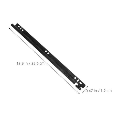 Heavy Duty Bottom Mount Drawer Slides For Kitchen Cabinets And Furniture Drawers, metal track measuring 13.9 in length.