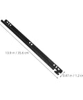 Heavy Duty Black Bottom Mount Drawer Slides With Soft Close Mechanism sleek black steel rail measuring 13.9 inches.