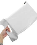 Hand holding a 100 Pack White Poly Mailer Bags Thickened Lightweight Envelopes With Strong Adhesive Seal For Clothing Shipping And Small Business Mailers Leakproof Rainproof Quick Seal Design