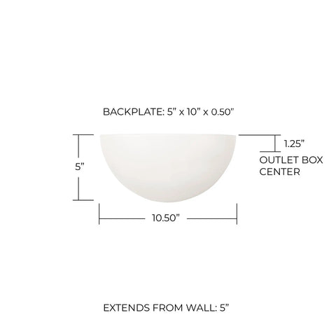 Sleek Crescent Modern Minimalist Faux White Alabaster Glass Bowl Wall Sconce 1 Light 100W Max E26 Socket size dimensions
