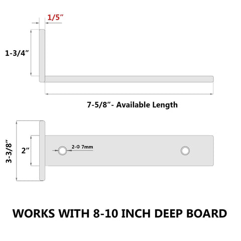 Beefy 8 Inch Heavy Duty Floating Shelf Brackets One Fifth Inch Thick Industrial Metal L Bracket Wall dimensions illustration