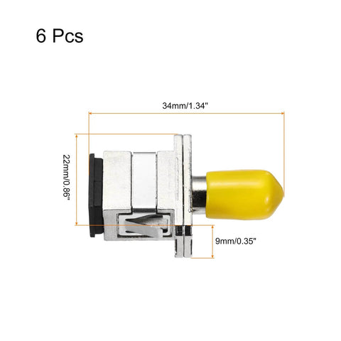 ST To SC Single Mode Fiber Optic Adapters Six Pack Simplex Cable Couplers side view with dimensions shown