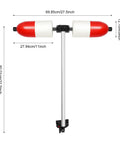 Kayak Outriggers Pair Stabilizers With PVC Floats For Kayaks And Canoes Detachable Outrigger Arms Red And White close-up dimensions