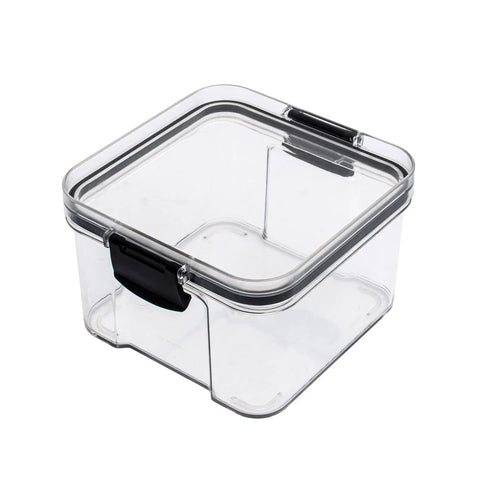 Sumgsn keyboard switch container storage box in angled front view, transparent plastic with black latch, 460ml