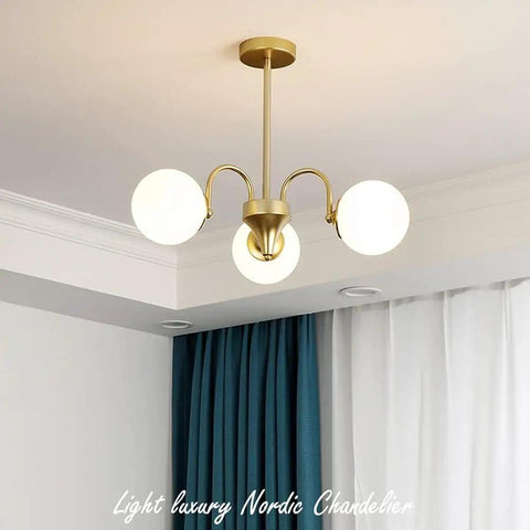 Three Head Wall Light Chandelier For Dining Room And Living Areas Elbow Design Modern Ceiling Lamp With Glass Ball Shades