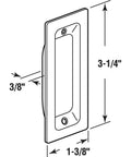 Dimensions diagram for Brass Closet Door Pull Set 3-1/4 Inch Height By 1-3/8 Inch Width Satin Nickel Finish 2 Pack With Mounting Fasteners
