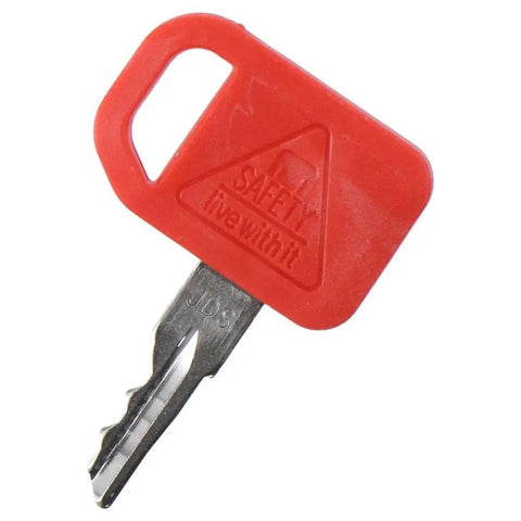 Red key part of Ten Piece T209428 Ignition Keys Kit For JD Skid Steer Loader Compact Track Loader Replacement Red Ignition Keys