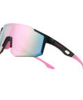 Top Tier Wrap Around Sports Sunglasses For Men And Women Drip In Style With Uv400 Eye Protection And Wide One Piece Lens in pink and black.