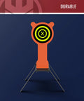 Front view of AR500 Steel Auto Reset Target Thirteen Inch Popper Three Eighths Inch Self Reset Gong Target for Pistol Rifle Handgun Shotgun