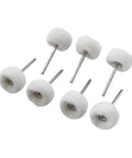 Premium Wool Polishing Wheels With 25mm Diameter And 3mm Shank For Rocking Car Detailing Jobs showing six soft wool buffers.