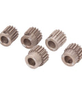 RC Pinion Gear Set 48P 5mm Shaft Hardened Aluminum 7075 Aviation Grade With 15T 16T 17T 18T 19T For 1 By 10 Scale RC Cars Upgrade And Tune Your Ride With Durable Pinions, displaying five aluminum gears