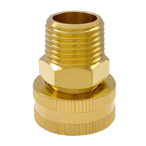 Three Pack Brass Garden Hose Swivel Adapters Three Quarter Inch GHT Female To One Half Inch NPT Male Outdoor Water Hose Fittings Connectors