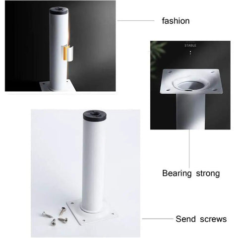 Heavy Duty White Steel Pipe Desk Legs For Solid Furniture Upgrades Rust Proof Iron Sofa Feet And Table Bases Ready To Roll Screw installation and support detail.