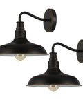 Gooseneck Outdoor Barn Light Wall Sconce 2 Pack Rustic Bronze Exterior Porch Lighting with White Interior Reflector shown mounted