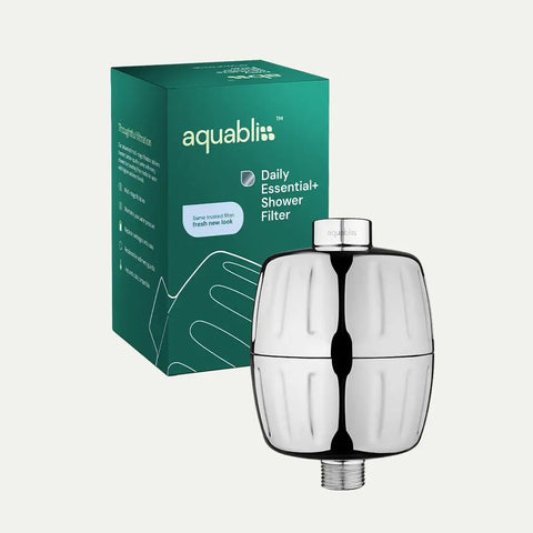 Heavy Duty Shower Filter With 30x Filtration Universal Multi Stage System Cuts Chlorine Chemicals Odors And Pharmaceuticals For Softer Skin And Hair Chrome Finish displayed with packaging