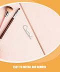 8 Pieces Stainless Steel Cotter Pins For Secure Industrial Hitch Applications Super R Shape fastener with makeup brushes on pink background.