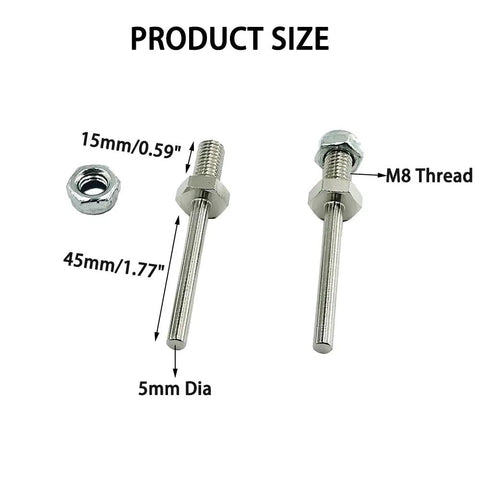 Must Have 4 Pieces RC Airplane Wheel Axles Steel Shafts With Nuts M8 Thread 5mm Shaft Diameter 45mm Length Landing Gear